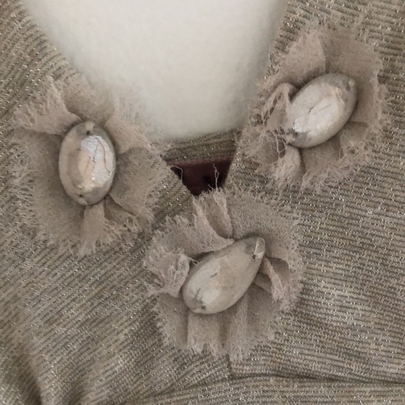 Metallic threaded babydoll top with silk overlay by Velvet - Picture 3 of 12